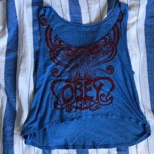 Obey women’s hi-low cropped tank